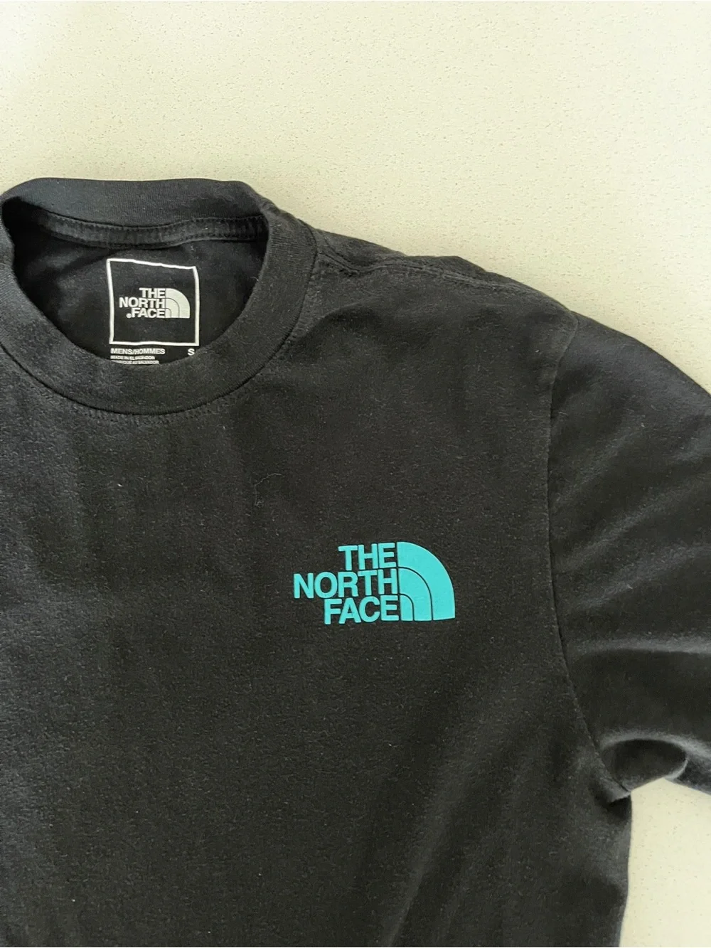 The North Face Black Tee with Teal Graphic 'Walls Are Meant For Climbing'